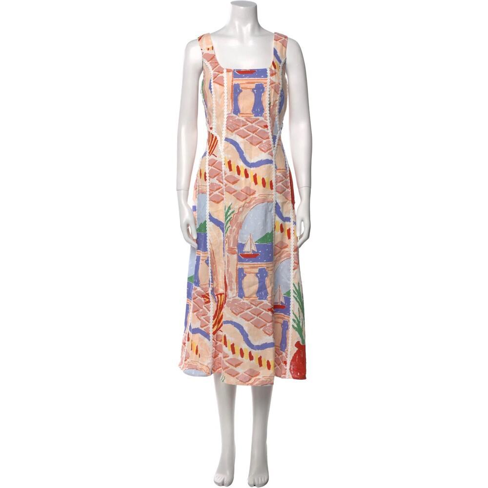 Christian Lacroix Midi Dress Cotton Blend Sleeveless Resort Peach Pink W's Large - Picture 2 of 15